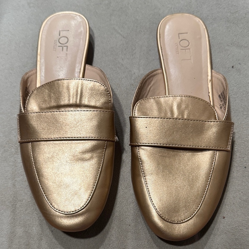 LOFT Metallic Gold Mules
